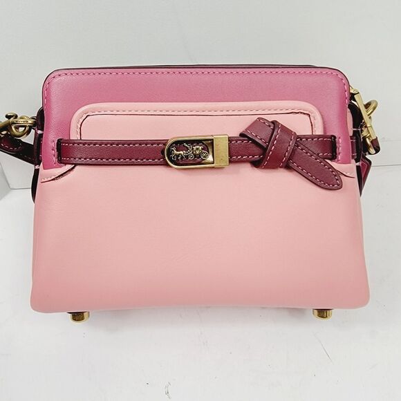 Coach TATE 18 Colorblock Top Handle 3 Compartment Bag Pink Burgundy - Picture 4 of 16